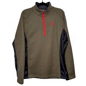 Spyder Half Zip Fleece Mens L Outbound Sweater Jacket Olive Ski Thermal Outdoor